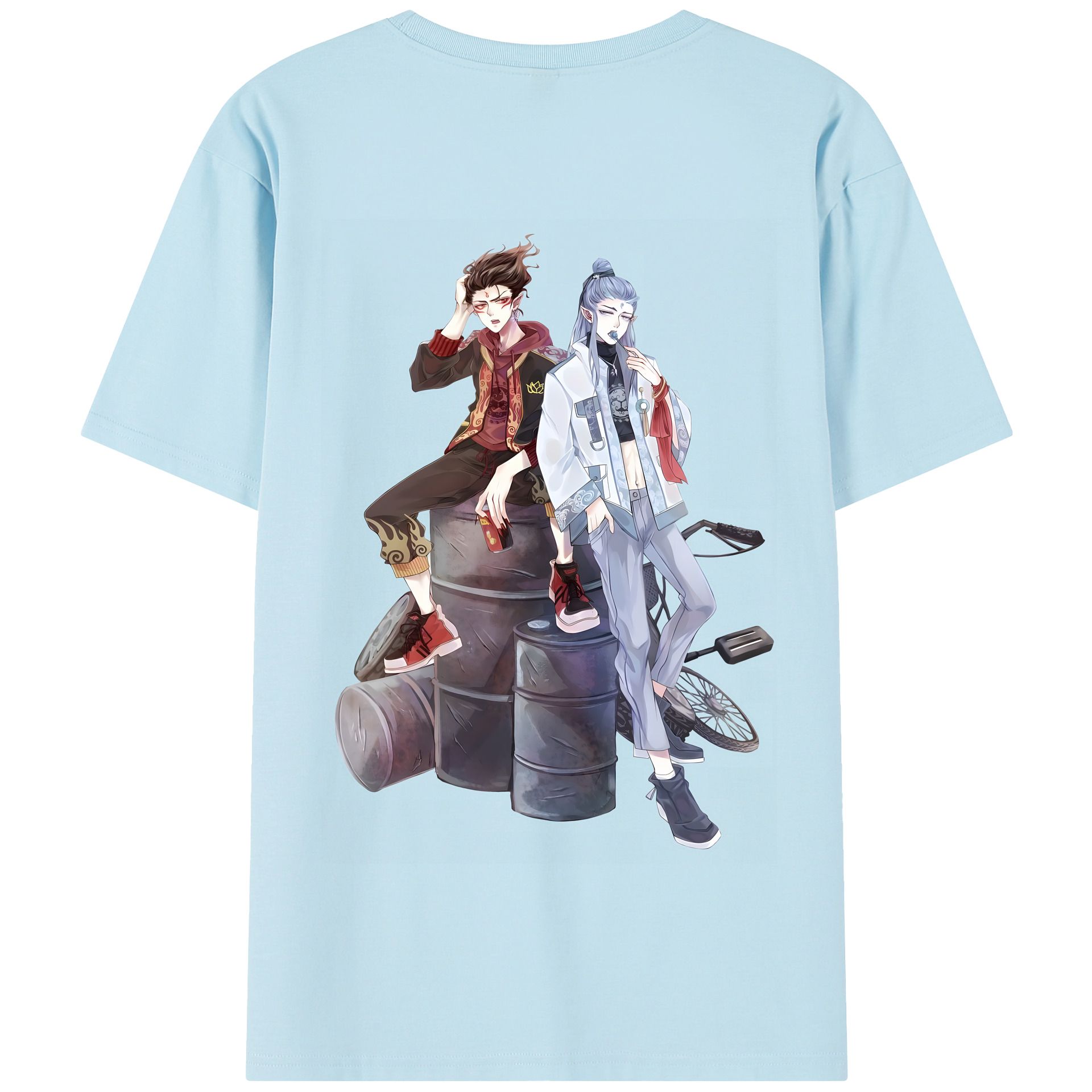 （画像用） Ne Zha 2 ナタ 魔童の大暴れ 綿100％半袖Tシャツ（背面プリント）